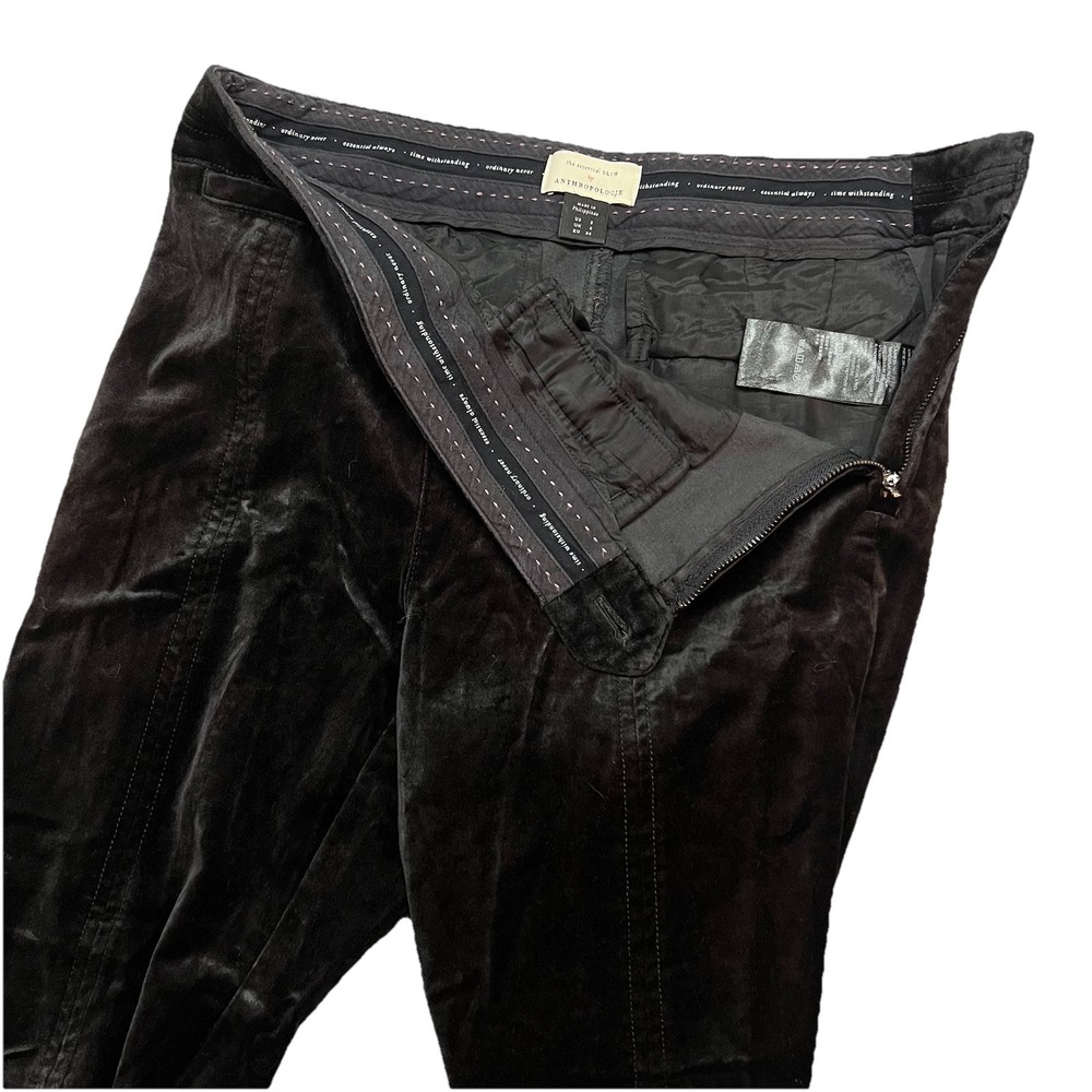 Anthropologie Essential Slim Velvet Side Ankle Pants Tailored Fit Womens 2 28x26